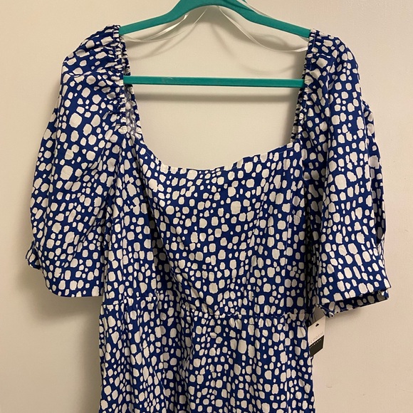 ELOQUII Elements Puff Sleeve Fit And Flare Dress - Picture 2 of 6